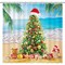 Summer Christmas Tree Shower Curtain Tropical Beach Xmas in July New Year Home Bathtubs Bathroom Curtain Decoration Set 12 Hooks Washable Durable Polyester Fabric 72" x 72"